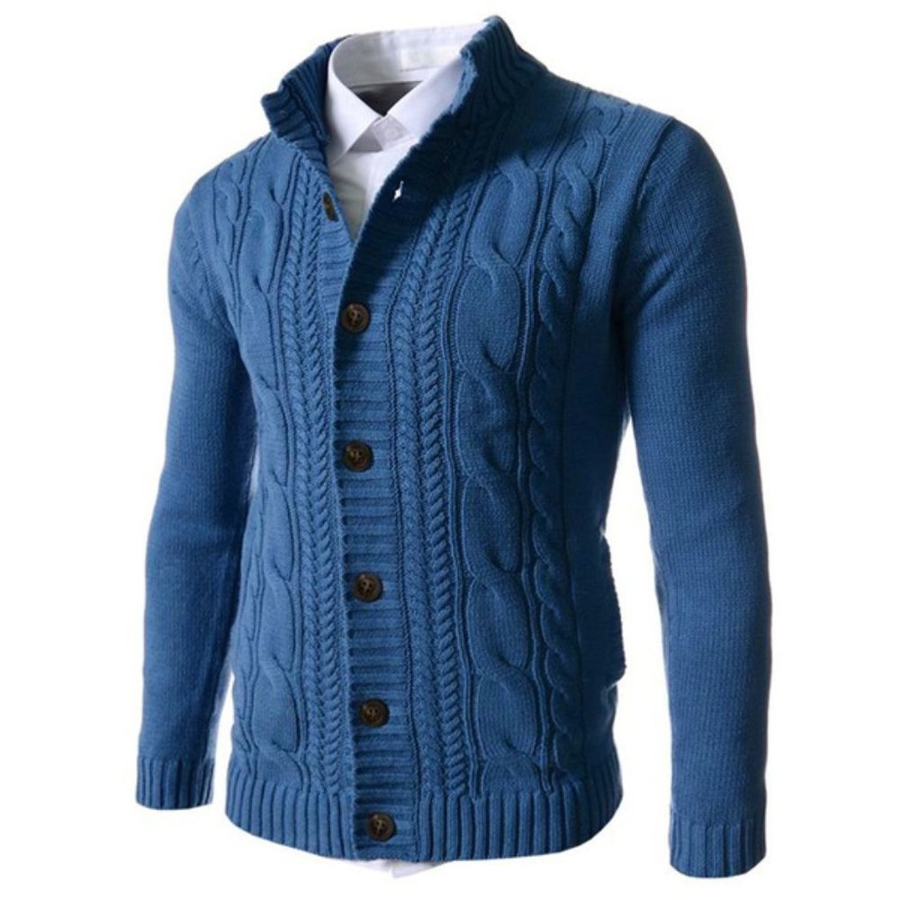 Men's Winter Sweater Cardigan -  Blue (S) - Small